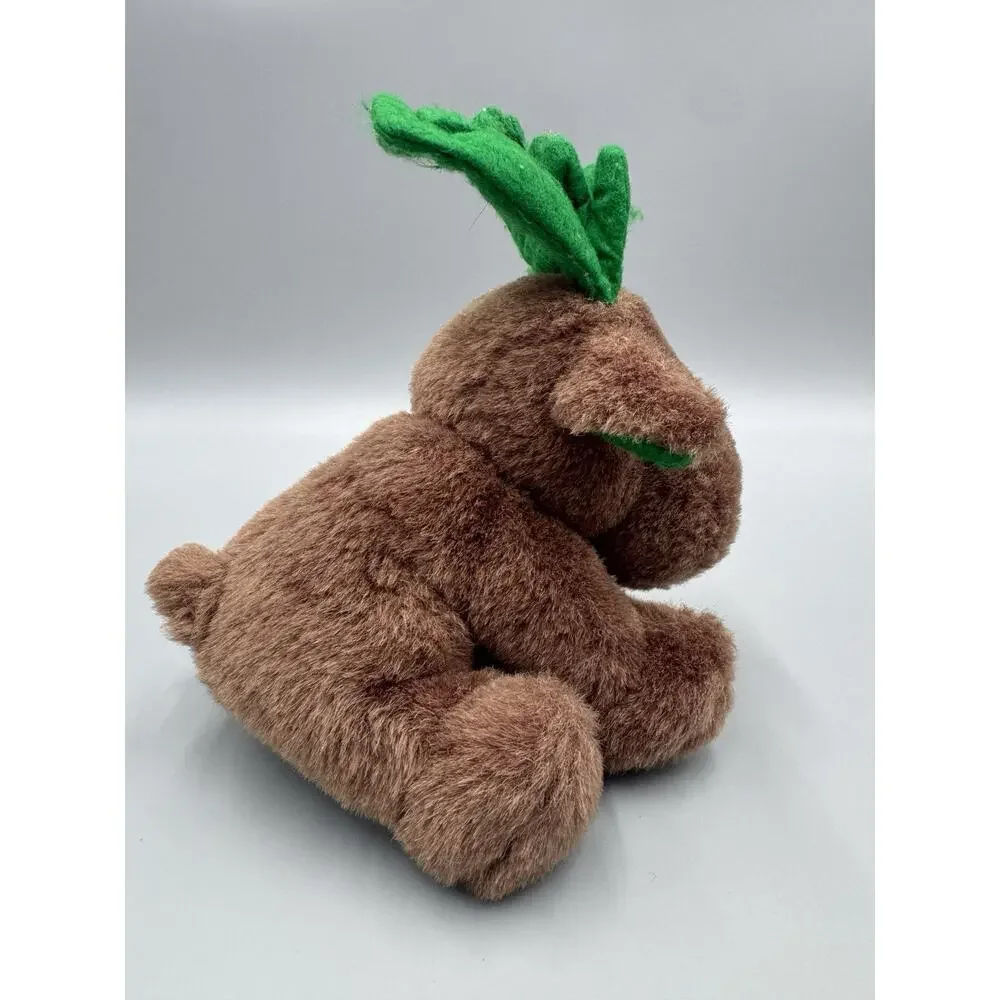 US Tops Merchandising Corp Brown Moose Reindeer Plush W/ Green Antlers 6”